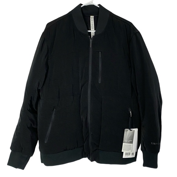 Lululemon Roam Far Bomber Jacket Puffer Womens 10 Large Down Reversible Black - Picture 3 of 14